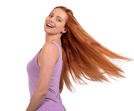 A woman breathing freely