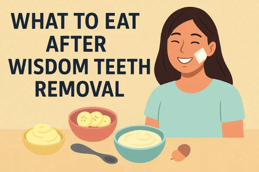 A cartoon image of a girl smiling with a table full of soft foods