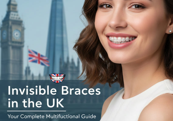 A woman smiling with invisible braces
