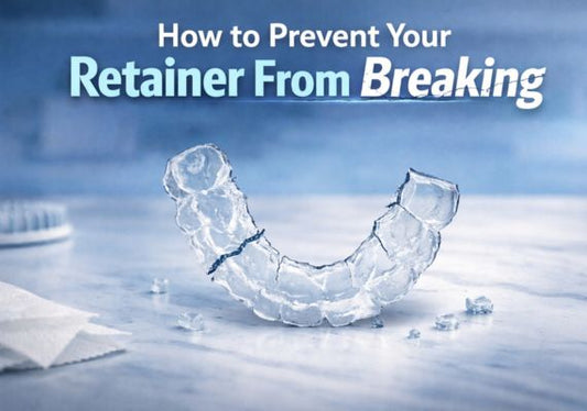 A broken retainer on a blue background