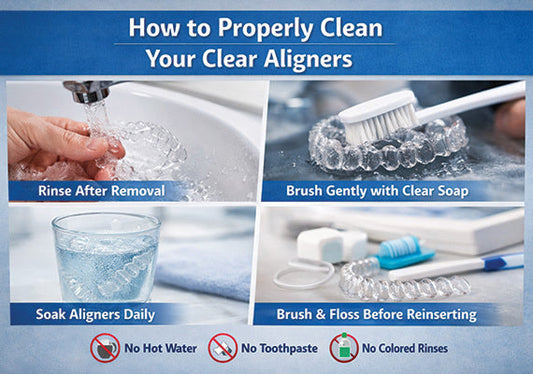 Graphic instruction on how to clean aligners