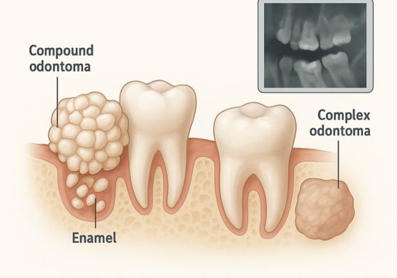 An image shows types of odontomas