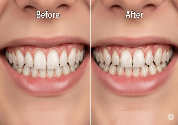 Split image showing teeth before and after not wearing a retainer.