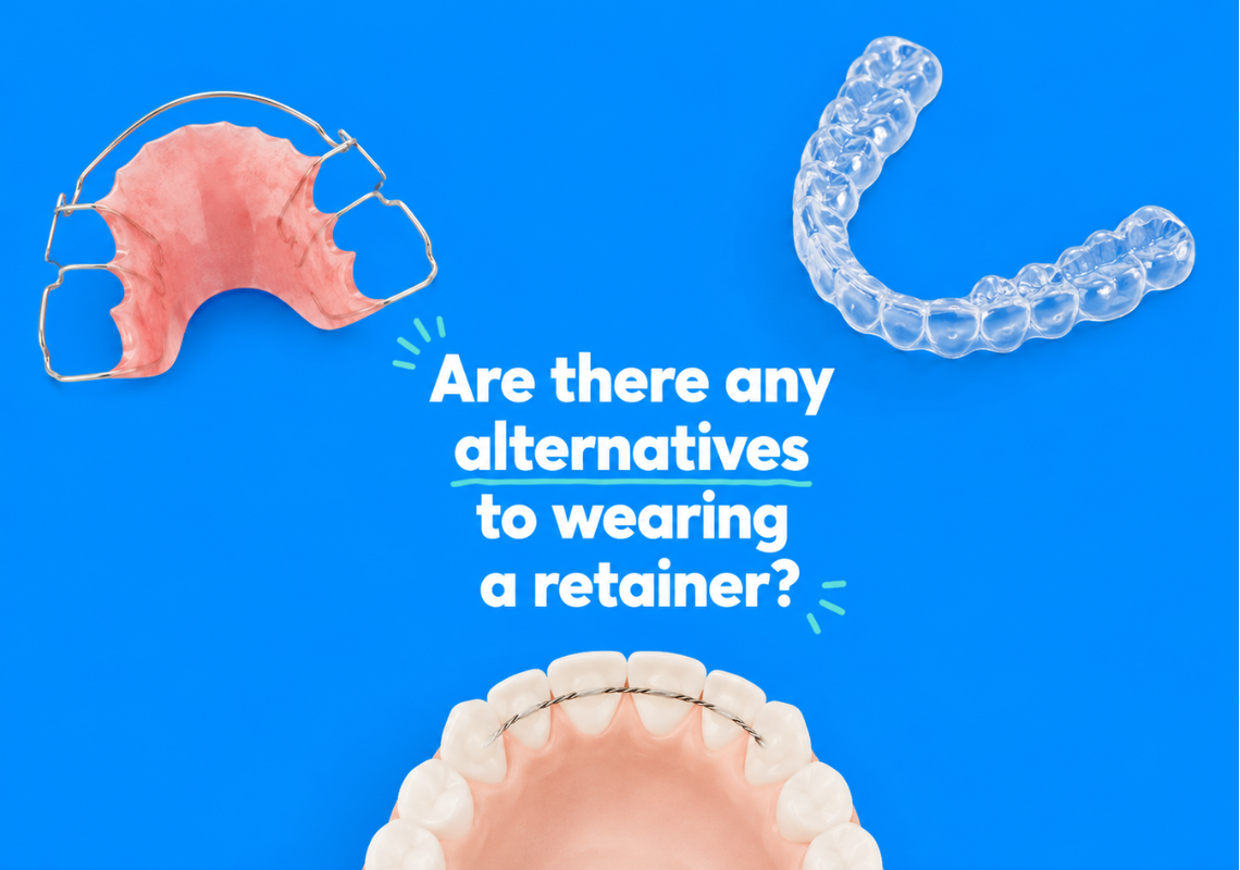 Different retainer types including bonded, clear, and Hawley.