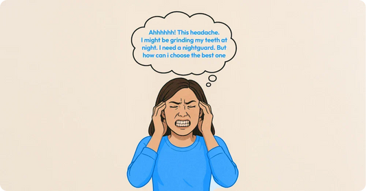 A woman fed up with teeth grinding and thinking about the best night guards to get