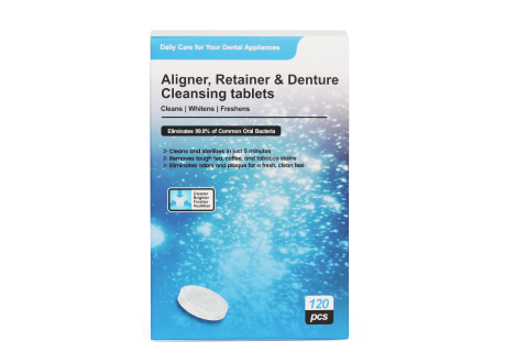 Cleansing tablets for aligners, retainers & dentures