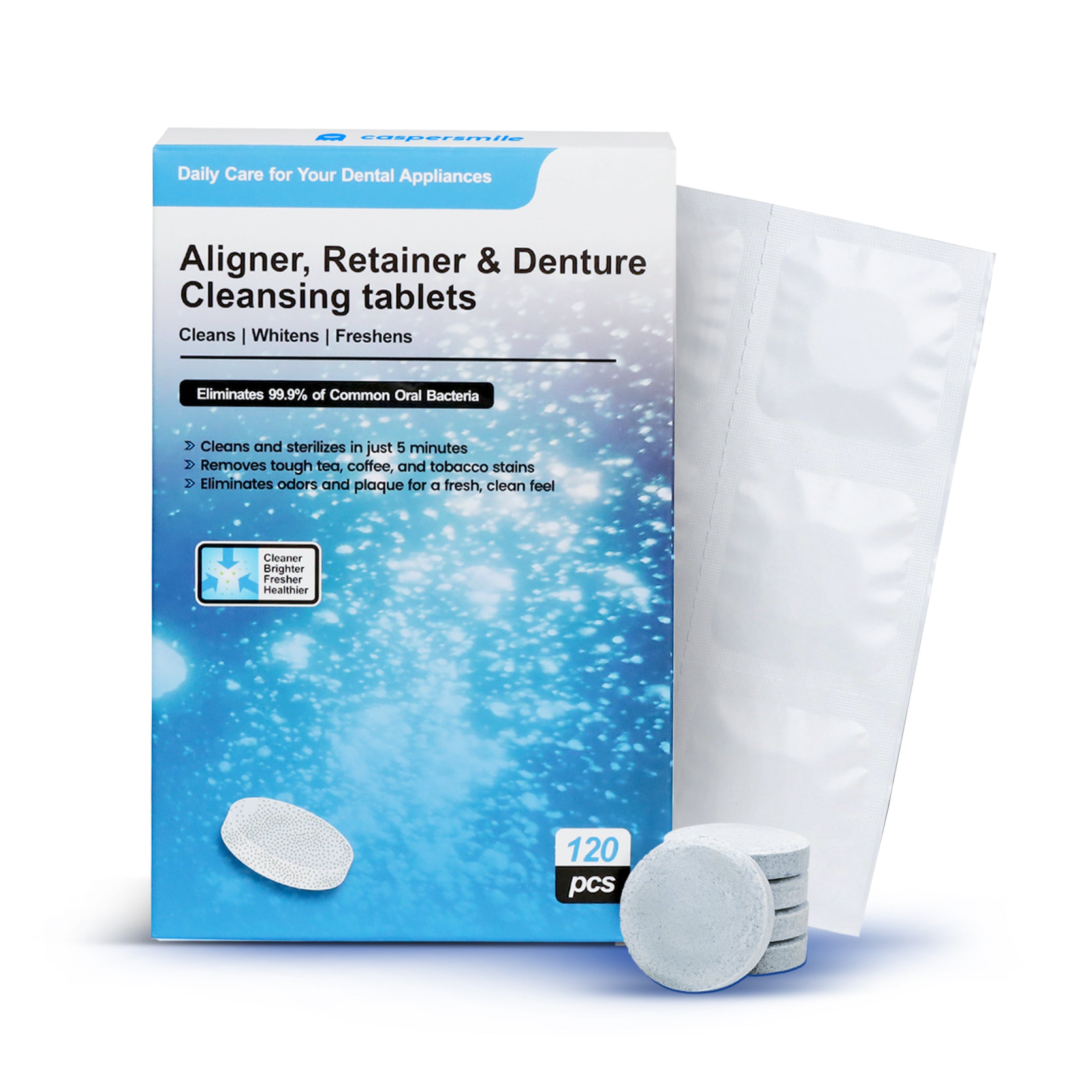 Cleansing tablets for aligners, retainers & dentures