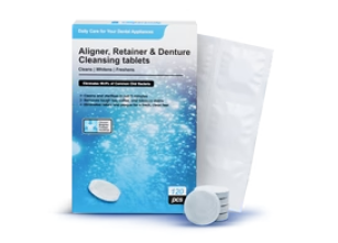 Cleansing tablets for aligners, retainers & dentures